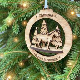 Personalized Oak Horse Christmas Ornament Pet Memorial Bauble - thumbnail 2
