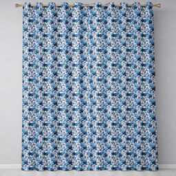 Blue Floral Blossom Botanical Seamless Pattern Readymade Eyelet Ring Top Thermal 100% Blackout Curtains - thumbnail 2