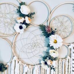 Large Floral Dreamcatcher Wall Hanging, Nursery Decor - thumbnail 3