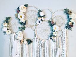 Large Floral Dreamcatcher Wall Hanging, Nursery Decor - thumbnail 1