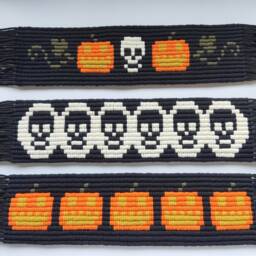 Skull Pumpkin Macrame Plant Pot Cover, Gothic Spooky Decor, Recycled Cotton Cord - thumbnail 4