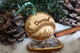 Personalised Baseball Christmas Ornament Rounders Wood Custom Bauble Laser Engraved Rustic Wooden Name Tree Decoration Irish