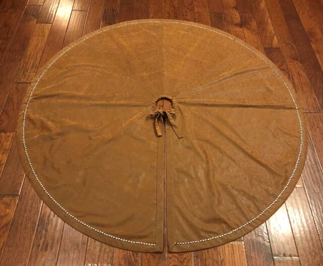 Handmade 67.5 Inch Faux Leather Tooled Christmas Tree Skirt, Western Rodeo Decor-Made in Usa - image 1