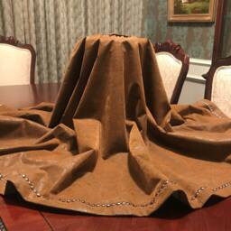 Handmade 67.5 Inch Faux Leather Tooled Christmas Tree Skirt, Western Rodeo Decor-Made in Usa - thumbnail 2