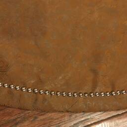 Handmade 67.5 Inch Faux Leather Tooled Christmas Tree Skirt, Western Rodeo Decor-Made in Usa - thumbnail 4