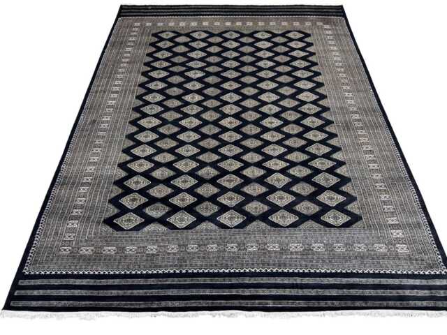 9x12 Black Color Bokhara Rug - 2.75x3.65 Bedroom Luxury Area Turkish Fine Quality Afghan - image 1