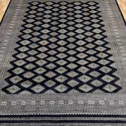 9x12 Black Color Bokhara Rug - 2.75x3.65 Bedroom Luxury Area Turkish Fine Quality Afghan - thumbnail 2