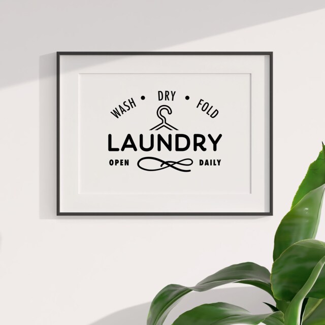 Wash Dry Fold Laundry Washing Print Poster, Room Print, Home Decor Wall Art, Monochrome D??cor, Minimalist Simple Design 288 - image 1