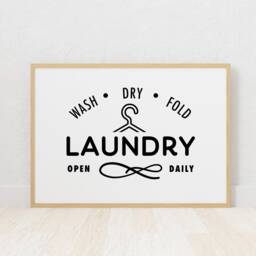 Wash Dry Fold Laundry Washing Print Poster, Room Print, Home Decor Wall Art, Monochrome D??cor, Minimalist Simple Design 288 - thumbnail 2
