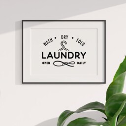 Wash Dry Fold Laundry Washing Print Poster, Room Print, Home Decor Wall Art, Monochrome D??cor, Minimalist Simple Design 288 - thumbnail 1