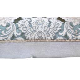 Lumbar Throw Pillow Cushion Cover Silk Brocatelle Rubelli Fabric Aqua Blue & Silver Tebaldo Pattern - Made in Italy - thumbnail 4