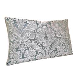 Lumbar Throw Pillow Cushion Cover Silk Brocatelle Rubelli Fabric Aqua Blue & Silver Tebaldo Pattern - Made in Italy - thumbnail 2