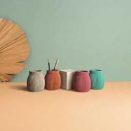 Pencil Pot in Recycled Wood Fiber, 3D Printing, Idea For Office Accessory, Office Storage & Decoration, Scandinavian Design, Gift Home - thumbnail 3
