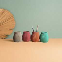 Pencil Pot in Recycled Wood Fiber, 3D Printing, Idea For Office Accessory, Office Storage & Decoration, Scandinavian Design, Gift Home - thumbnail 2