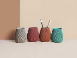 Pencil Pot in Recycled Wood Fiber, 3D Printing, Idea For Office Accessory, Office Storage & Decoration, Scandinavian Design, Gift Home