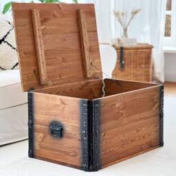 Coffee Table Chest Wooden Box Vintage Shabby Chic - thumbnail 4