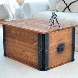 Coffee Table Chest Wooden Box Vintage Shabby Chic - thumbnail 3