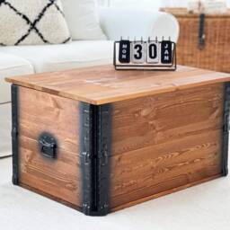 Coffee Table Chest Wooden Box Vintage Shabby Chic - thumbnail 2