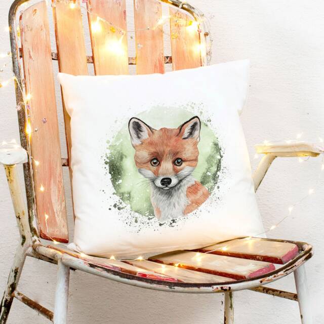 Cushion With Cute Fox Including Filling Decorative Cushion Printed Decoration Ks266 - image 1