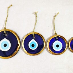 Large Gold Evil Eye Wall Hanging Turkish Nazar Amulet, Feng Shui Decor - thumbnail 3