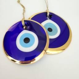 Large Gold Evil Eye Wall Hanging Turkish Nazar Amulet, Feng Shui Decor - thumbnail 2