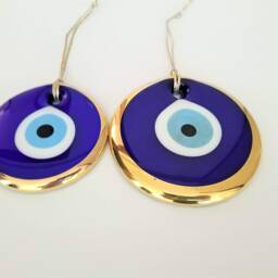 Large Gold Evil Eye Wall Hanging Turkish Nazar Amulet, Feng Shui Decor - thumbnail 4