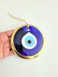 Large Gold Evil Eye Wall Hanging Turkish Nazar Amulet, Feng Shui Decor