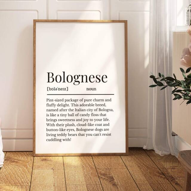 Bolognese Definition Print, Dog Owner Gift, Wall Mum Gift Idea, Dog - image 1