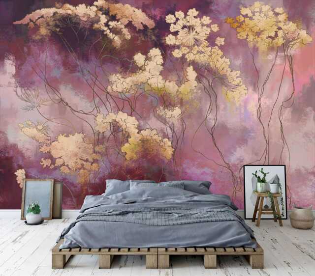 Wildflower Wall Mural, Painted Floral Wallpaper, Peel & Stick - image 1