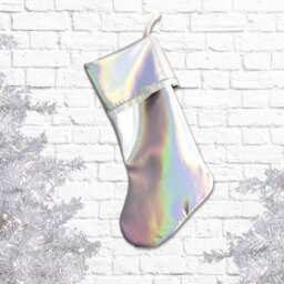 Holographic Unicorn Christmas Stocking Rainbow Metallic Holiday Decor - thumbnail 2