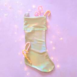 Holographic Unicorn Christmas Stocking Rainbow Metallic Holiday Decor - thumbnail 3