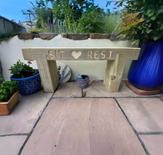 2 Seater Custom Engraved Wooden Rustic Garden Bench Sleeper Seat Outdoor Patio L60cm H45cm W20cm For Cozy Relaxation - image 1
