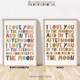 I Love You in The Morning Print -- Nursery Print, Girls Decor, Boys Playroom Kids Quote, Nursery Rhyme, Unframed - thumbnail 2