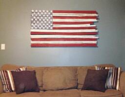 Reclaimed Wood American Flag, Rustic Farmhouse Wall Decor - thumbnail 1