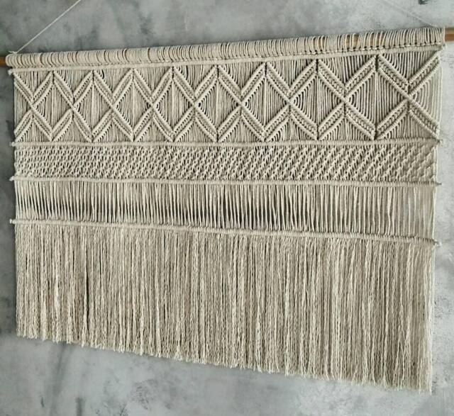 Large Macrame Wall Hanging, Geometric Woven Tapestry, Boho Decor - image 1