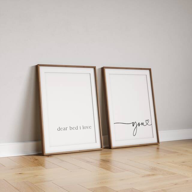 Bedroom Print Set Of 2 - Dear Bed I Love You Prints Wall Decor New Home Gift Above The Art Quote - image 1