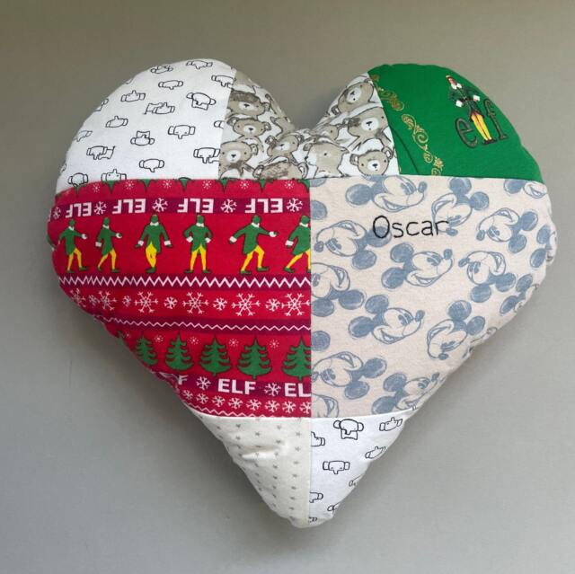 Memory Keepsake Heart Shaped Cushion Made From Baby Clothes - image 1