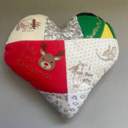 Memory Keepsake Heart Shaped Cushion Made From Baby Clothes - thumbnail 3