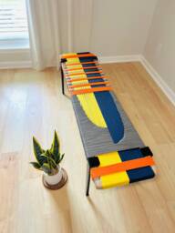 Hand-Woven Entryway Bench Mcm Style End Of Bed & Mudroom Seating - Custom-Made, Multiple Sizes - thumbnail 1