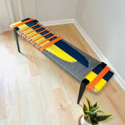 Hand-Woven Entryway Bench Mcm Style End Of Bed & Mudroom Seating - Custom-Made, Multiple Sizes - thumbnail 3
