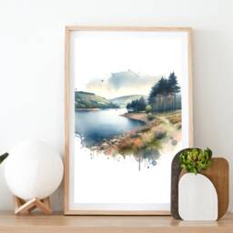 Derwent Poster Print Set - Of 3 Posters - Dam Watercolour Picture Painting Bamford Artwork Wall Art Travel Decor - thumbnail 2