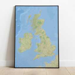 British Isles Map Print Topographic Wall Art, UK & Ireland - thumbnail 2