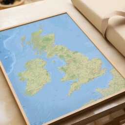British Isles Map Print Topographic Wall Art, UK & Ireland - thumbnail 3