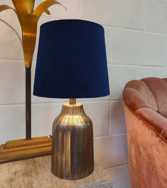 Navy Blue French Drum Lampshade in Velvet Conical Tapered Lamp Shade - image 1