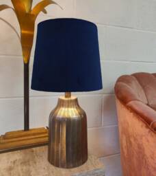 Navy Blue French Drum Lampshade in Velvet Conical Tapered Lamp Shade