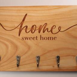 Key Board Home Sweet Key Holder Cherry Wood Solid Antique Organizer - thumbnail 4