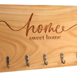 Key Board Home Sweet Key Holder Cherry Wood Solid Antique Organizer - thumbnail 2