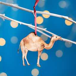 Camel Christmas Tree Decoration, Birch Plywood Ornament, Animal Lover Gift, Festive Watercolour Art, Traditional Keepsake - thumbnail 1
