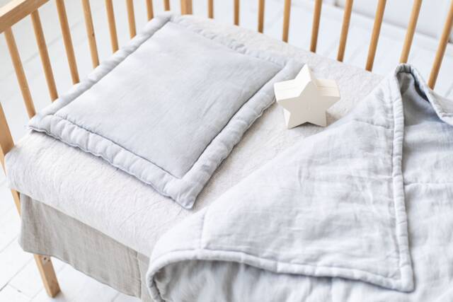Linen Quilted Pillow For Baby Crib.linen Pillow. Shower Gift.linen With Filling. Natural Linen Pillow.ecofriendly - image 1