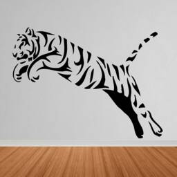 Tiger Pouncing Vinyl Wall Art, Decal, Sticker, Transfer, Mural, Removable, Decor, Rent Friendly, Interior, Exterior, Full - 0626 - thumbnail 1